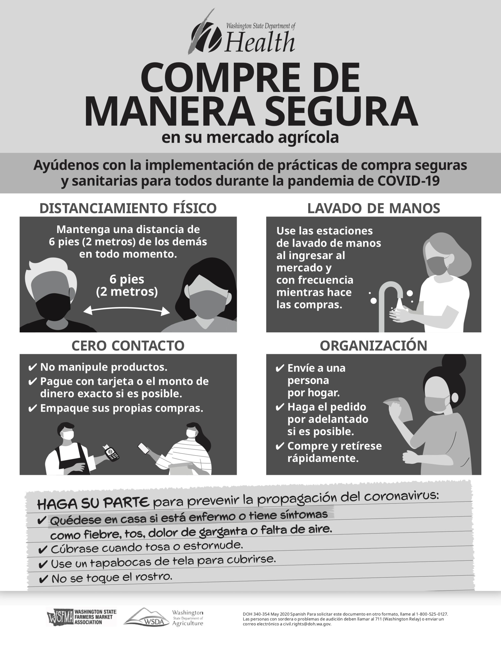 Department Of Health Shop Safely Signage Spanish Translation Washington Farmers Market
