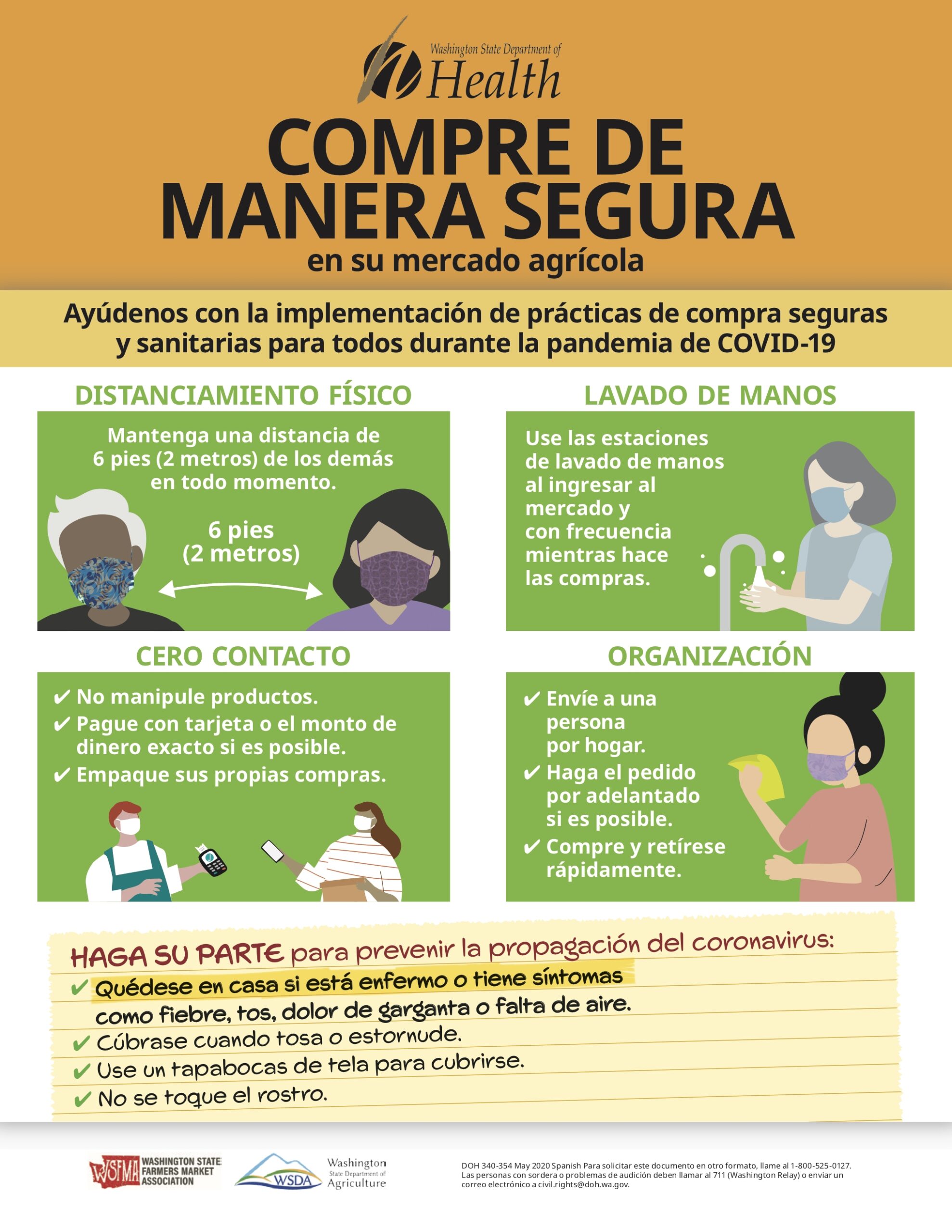Department Of Health Shop Safely Signage Spanish Translation Washington Farmers Market