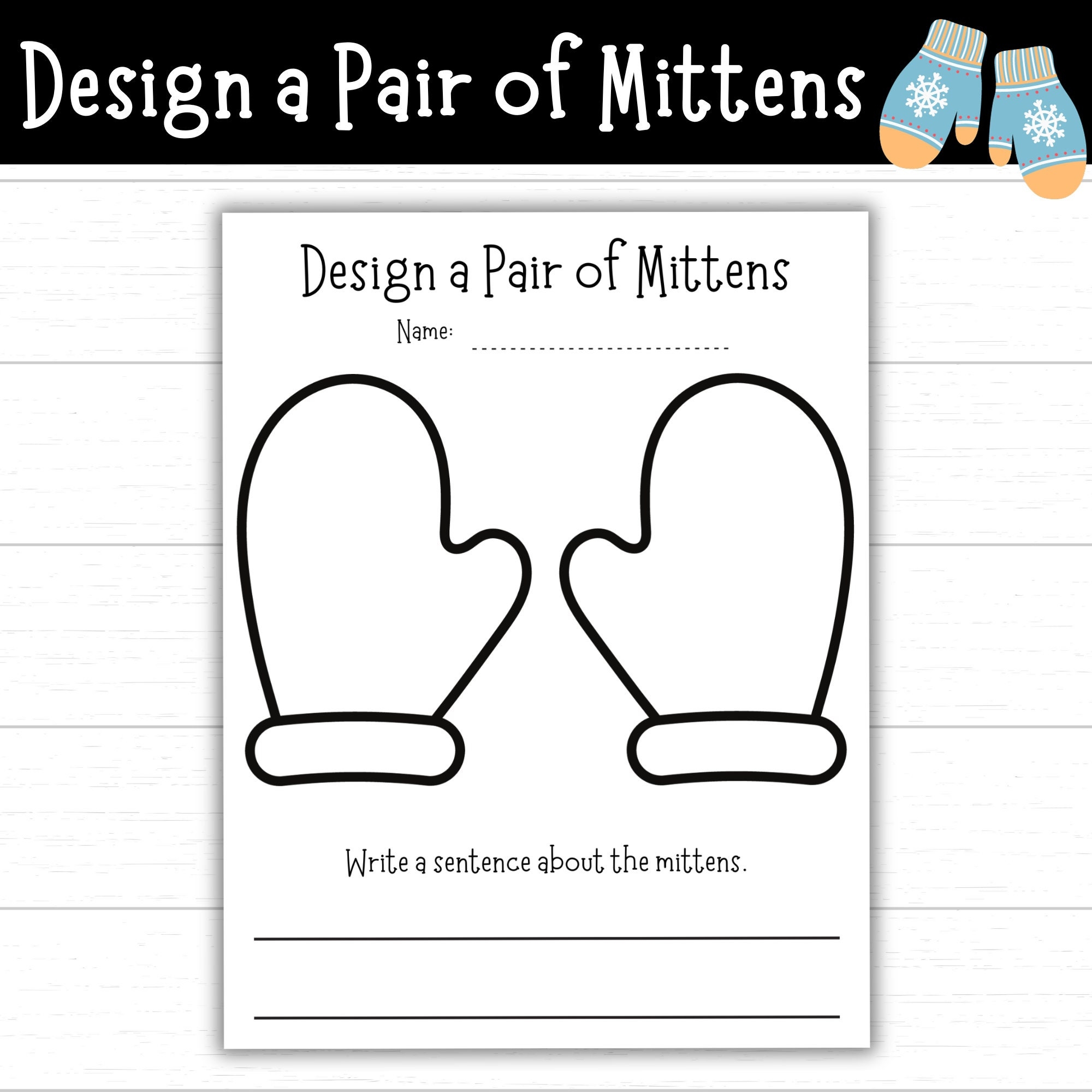 Design A Pair Of Mittens Printable Mitten Template Winter 