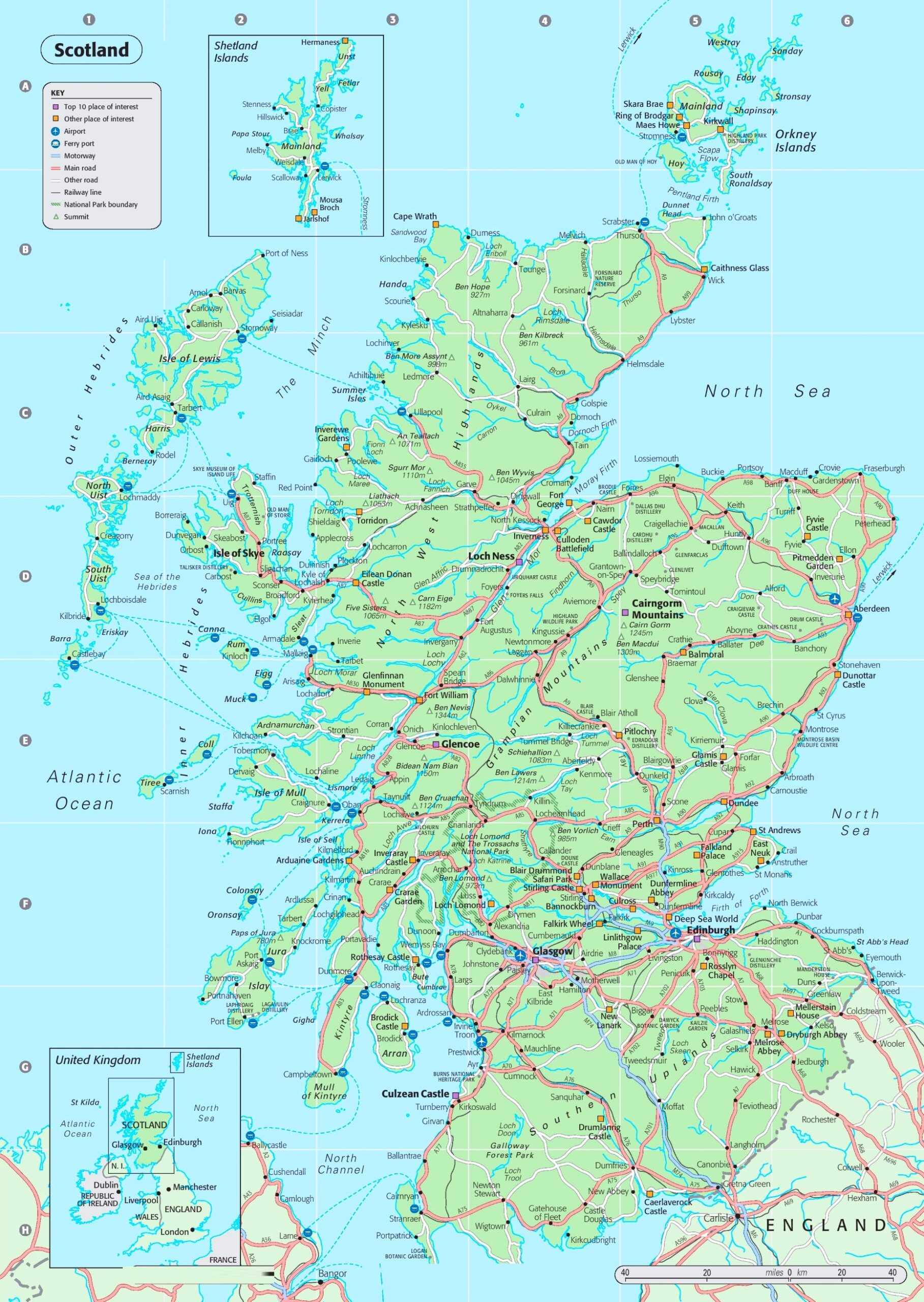 Detailed Map Of Scotland Ontheworldmap Detailed Map Of Scotland Ontheworldmap