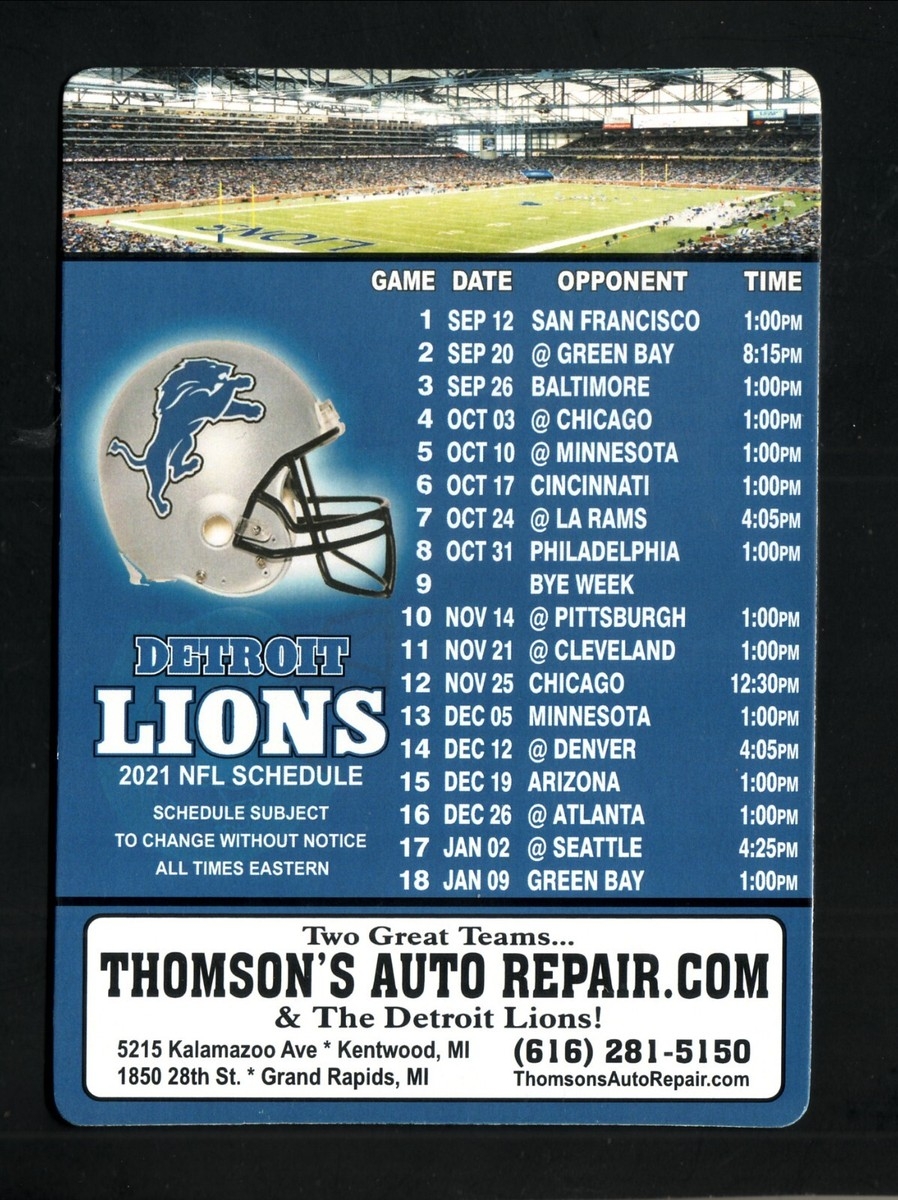 Detroit Lions 2021 Magnet Schedule Thomson s Auto Repair