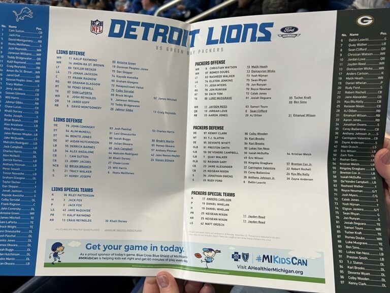 Detroit Lions Nov 23rd 2023 SGA Fold Out Poster Program Amon Ra St Brown