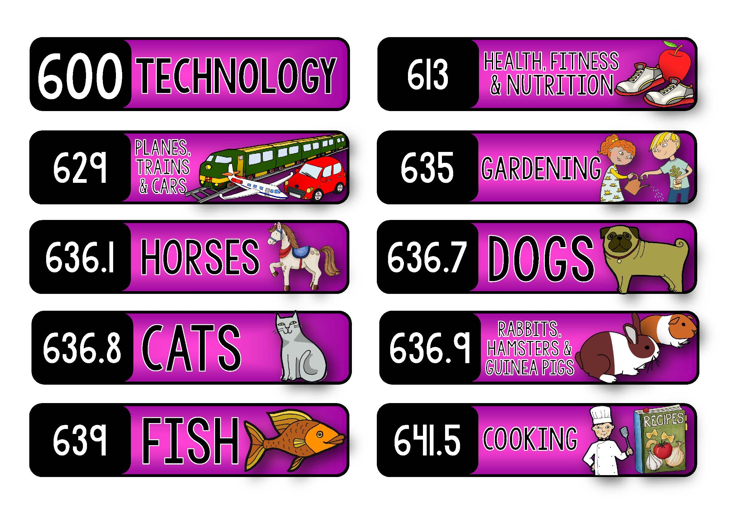 dewey decimal system printable