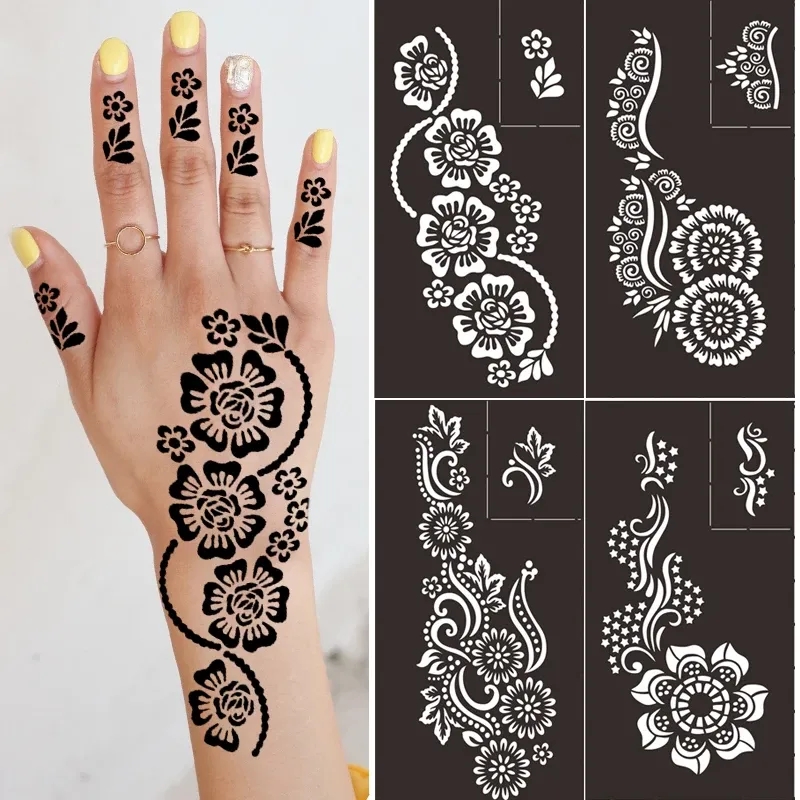 DHgate Reusable Adhesive Henna Tattoo Stencils Templates For Body Art And Indian Bride Tattoos Office U0026 School U0026 Business U0026 Industrial