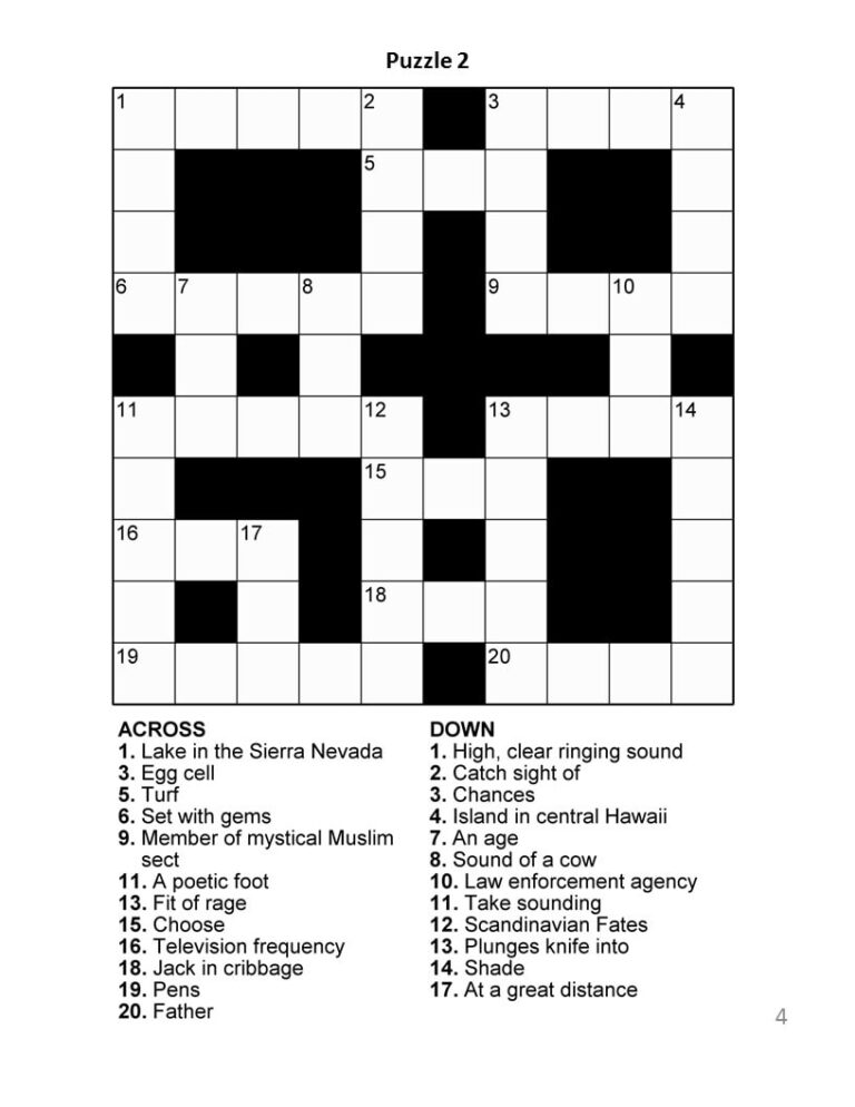 Digital Download 100 Printable Crossword Puzzles For Adults Fun