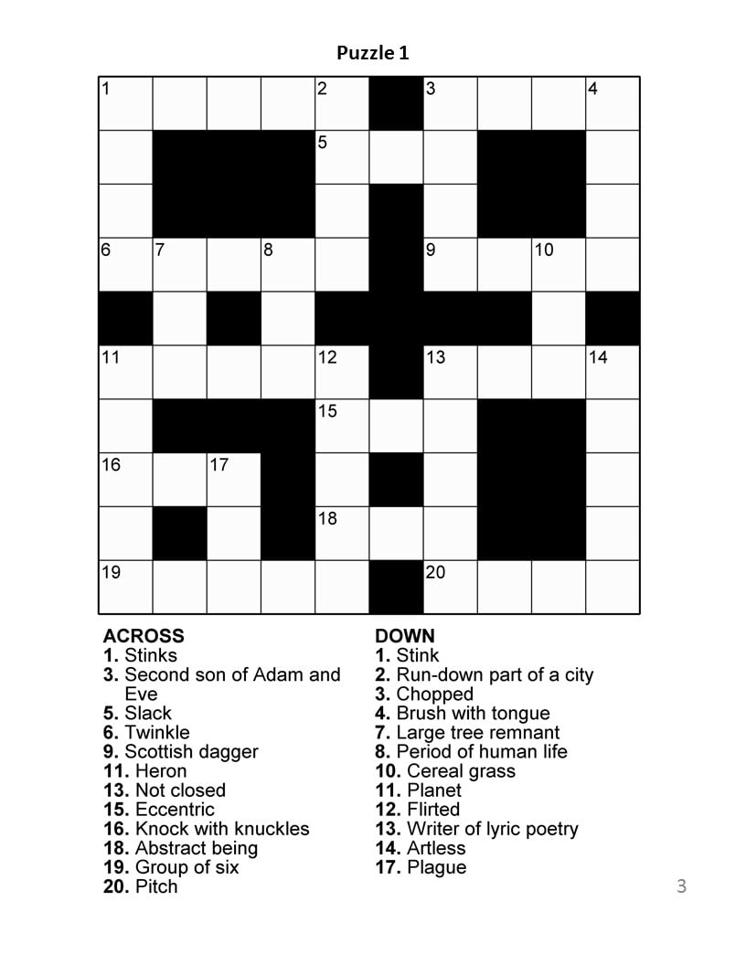 Digital Download 100 Printable Crossword Puzzles For Adults Fun Activities Book For Seniors Large Print Easy To Read Games With Solutions Etsy UK