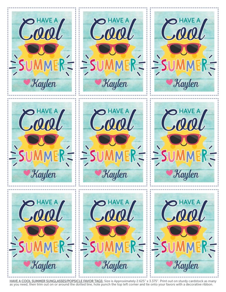 Digital Have A Cool Summer Tags Summer Favor Tags For School 