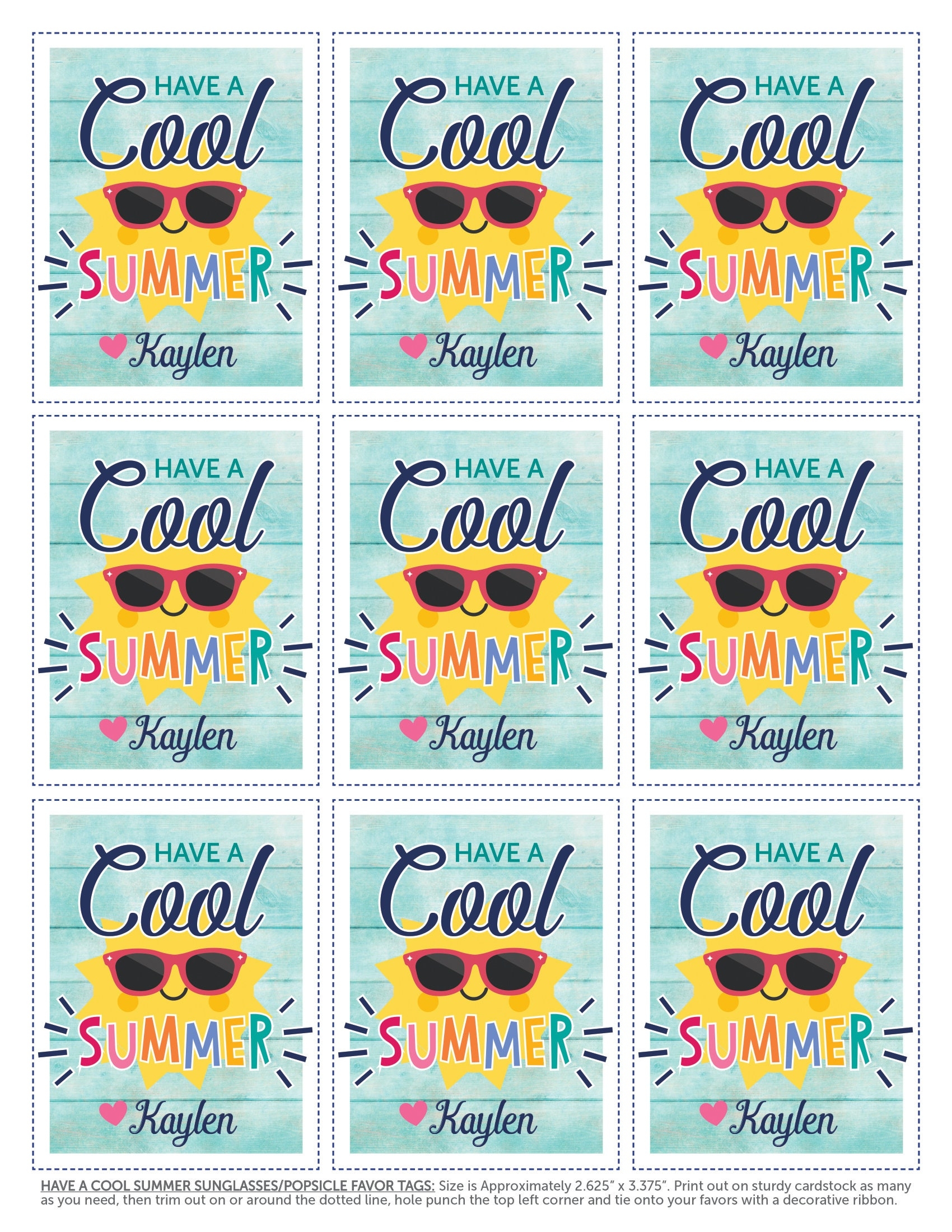 Digital Have A Cool Summer Tags Summer Favor Tags For School 