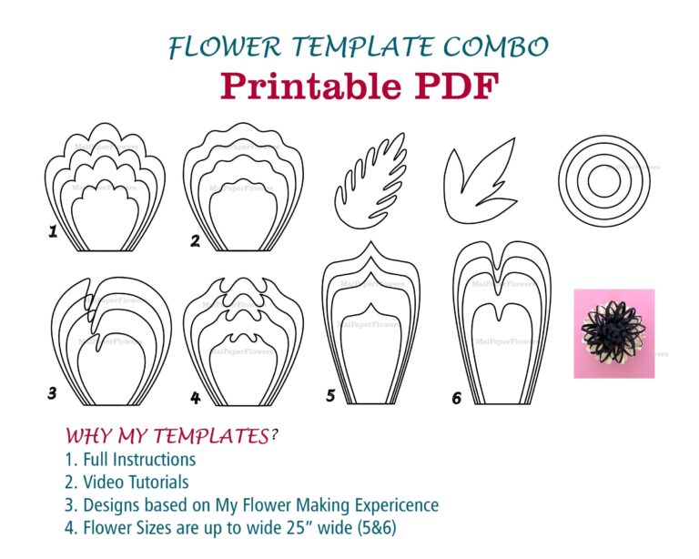 Digital Paper Flower Template PDF Paper Flower Bundles Giant Paper Flowers Large Paper Flowers Printable Big Paper Flowers Printable Flowers Etsy