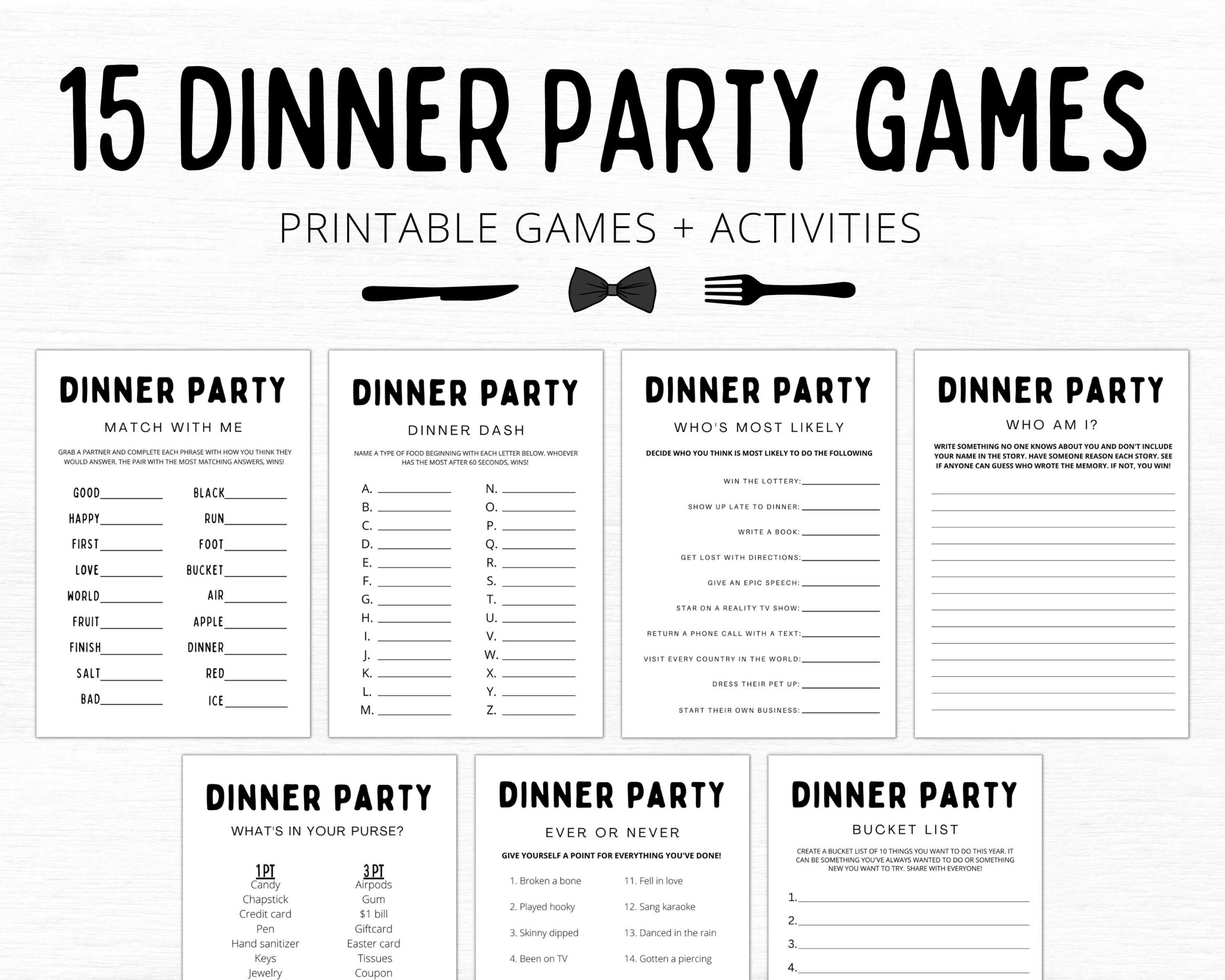 Dinner Party Games Printable Dinner Party Games Dinner Games 
