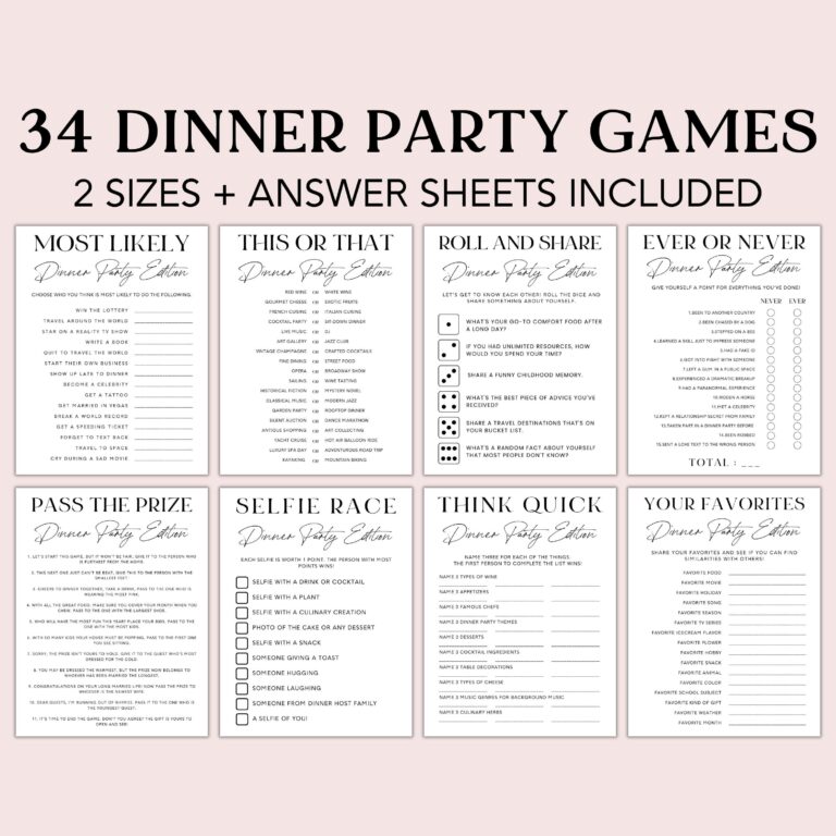 Dinner Party Games Printable Dinner Party Games Dinner Games 