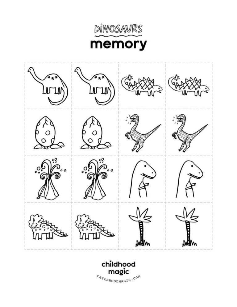 Dinosaur Memory Game Childhood Magic