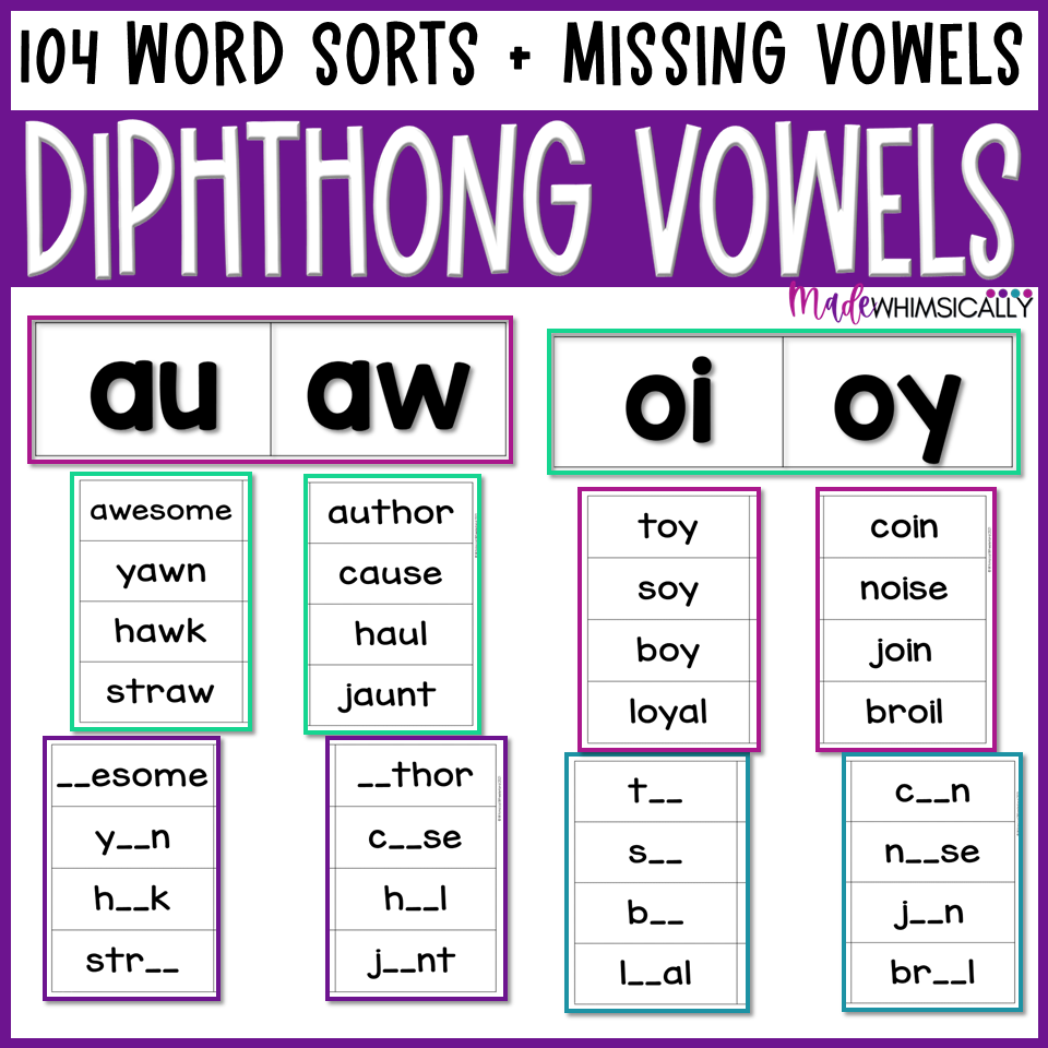 Diphthong Word Sorts Variant Vowel Patterns Aw Au Ew Oo Ow Ou Oy Diphthong Word Sorts Variant Vowel Patterns Aw Au Ew Oo Ow Ou Oy