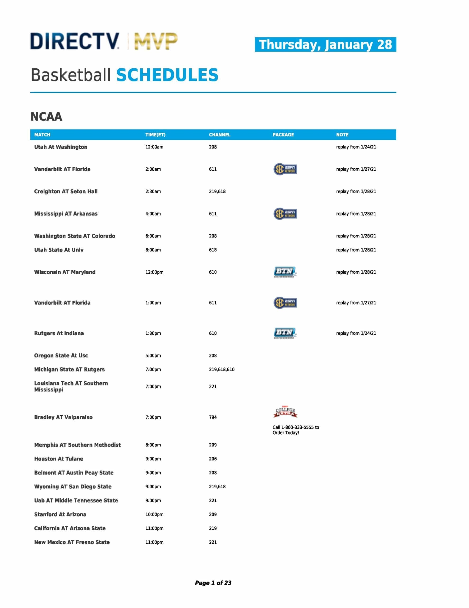 DIRECTV Sports Fix Guide A Calendar Of DIRECTV Sports Programming Worksheets Library