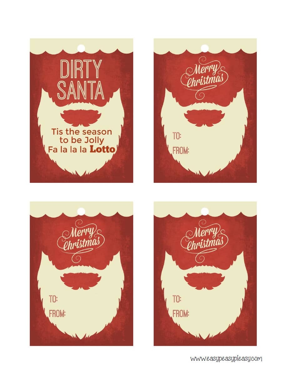 dirty santa numbers printable