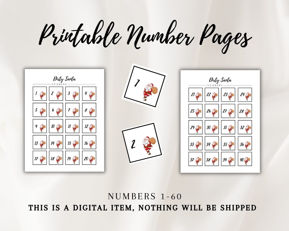 Dirty Santa Numbers Dirty Santa Gift Dirty Santa Rules White Elephant Rules White Elephant Gift Exchange Etsy