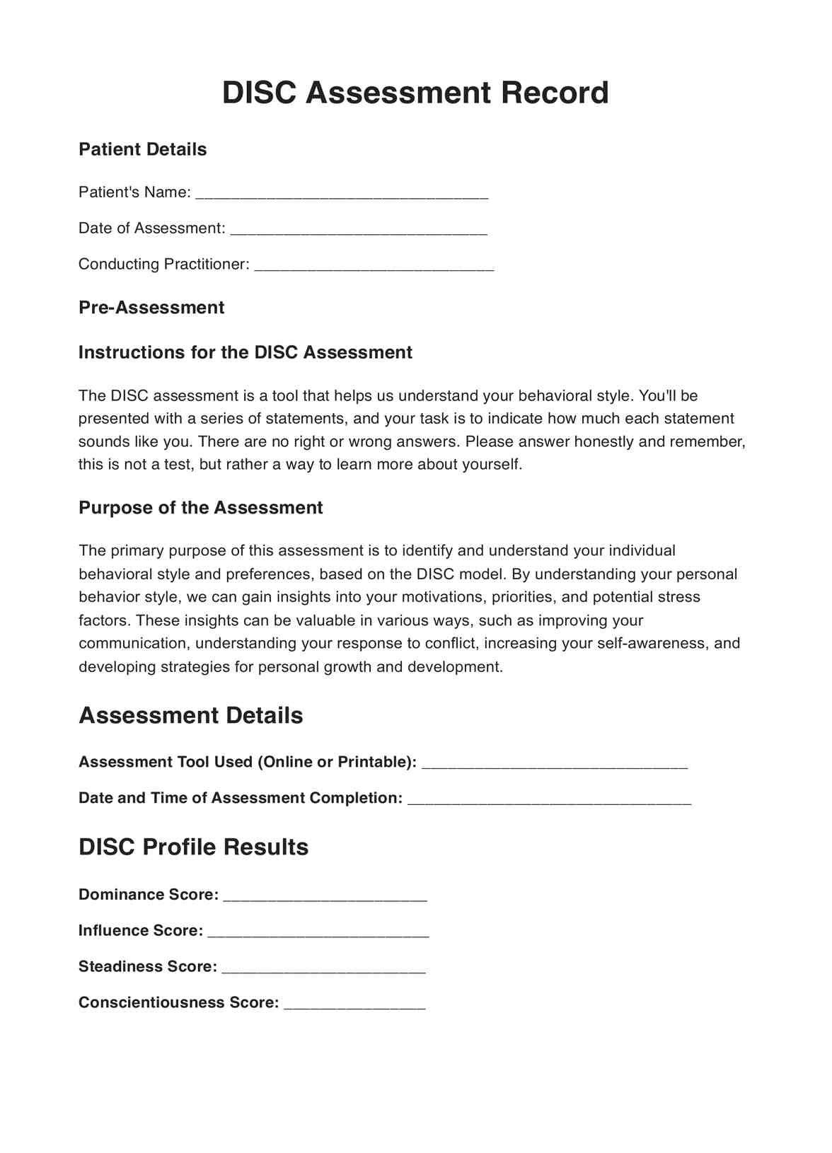 DISC Assessment U0026 Example Free PDF Download