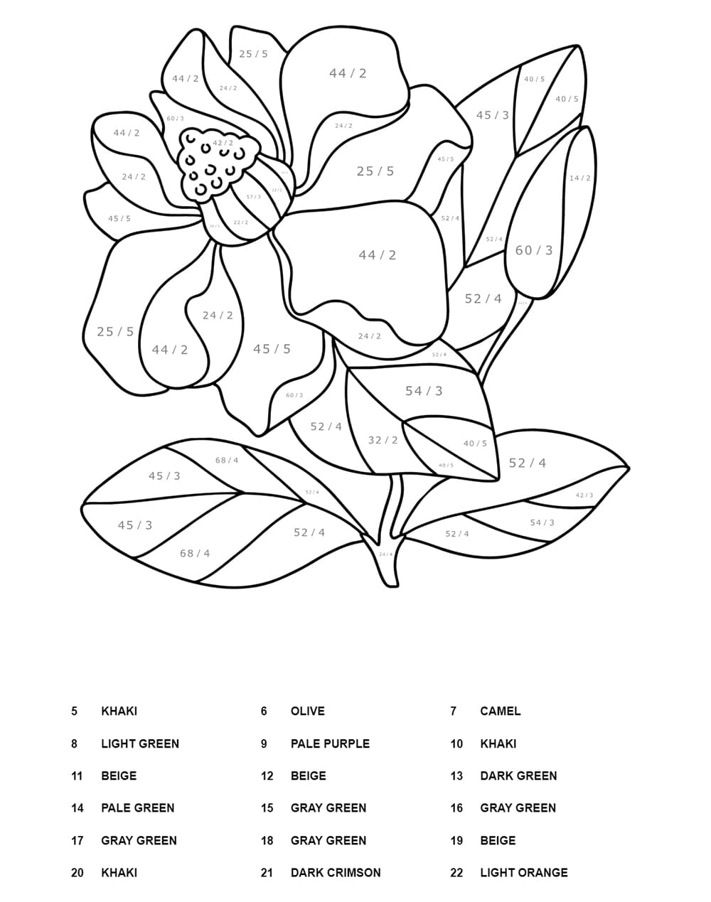 Division Color By Number Coloring Page