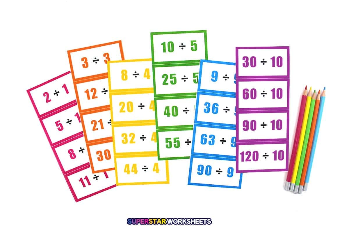 Division Flashcards Superstar Worksheets