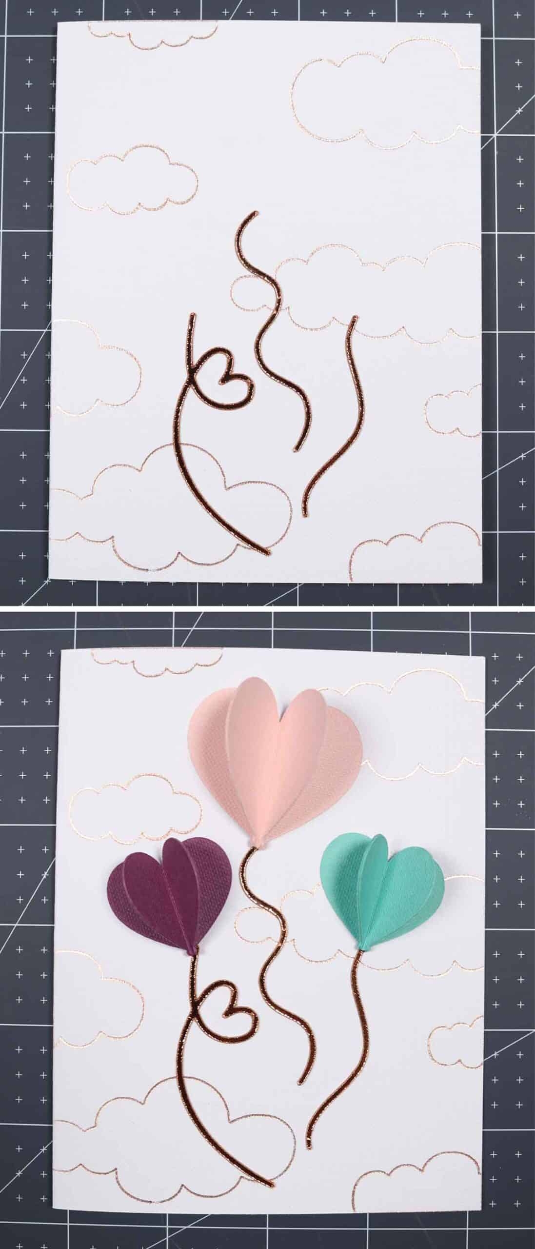 DIY 3D Heart Balloons Cricut Valentine s Card Aubree Originals