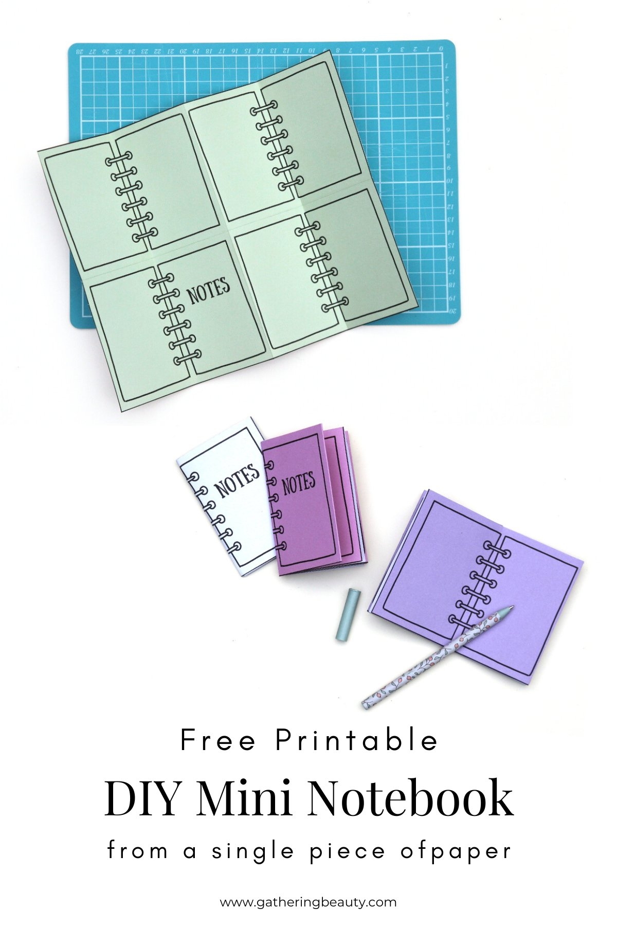 DIY Mini Notebooks Using One Sheet Of Paper Free Template 
