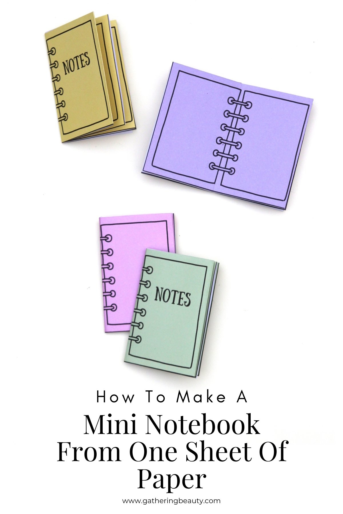 DIY Mini Notebooks Using One Sheet Of Paper Free Template 