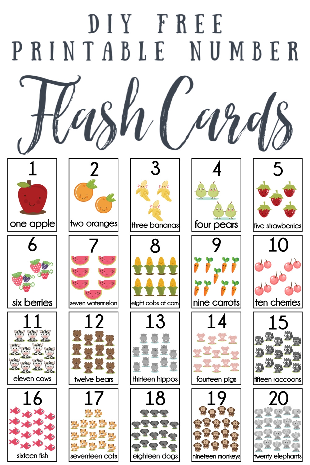 numbers 1 20 flashcards printable