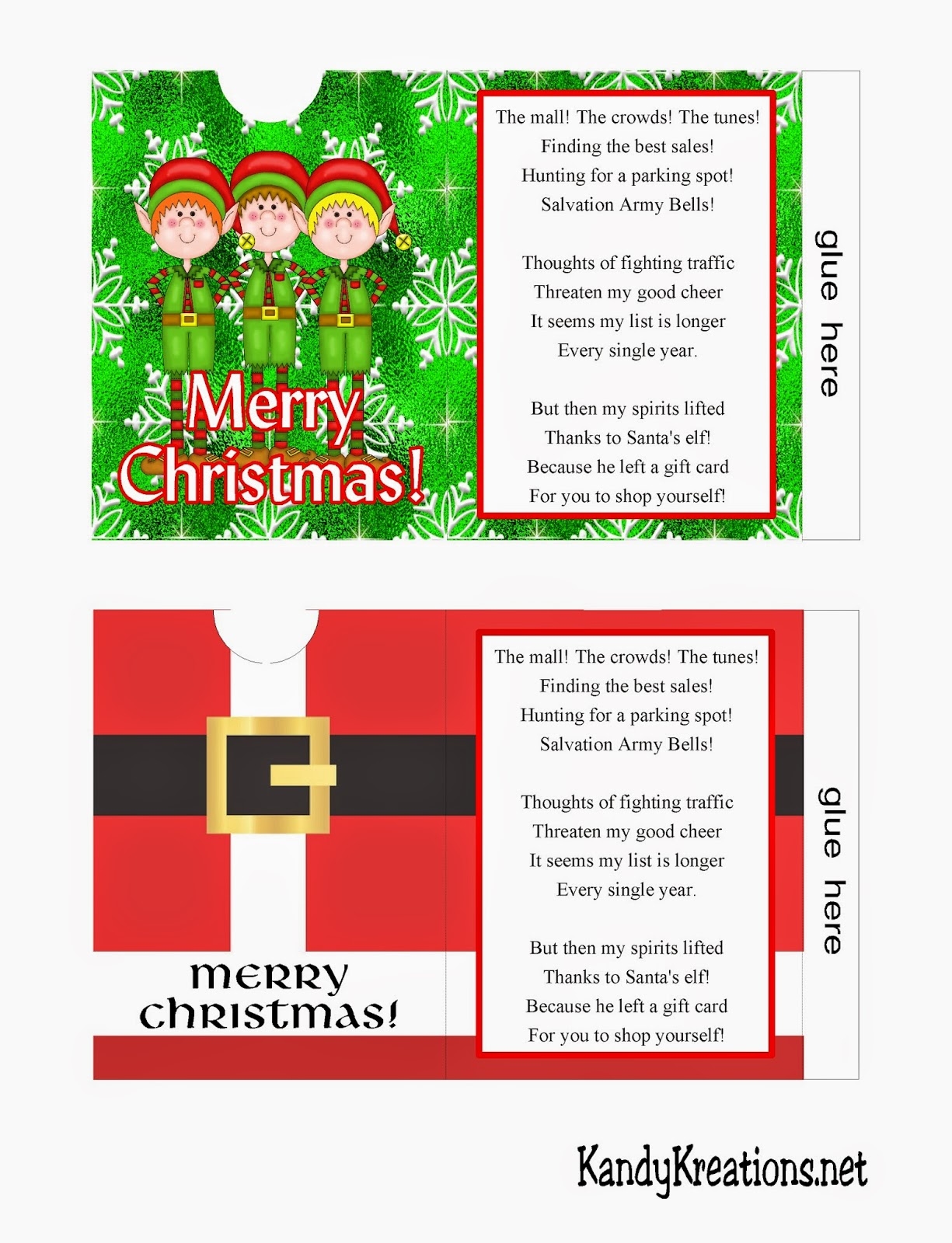 DIY Party Mom Christmas Gift Card Envelope Free Printables