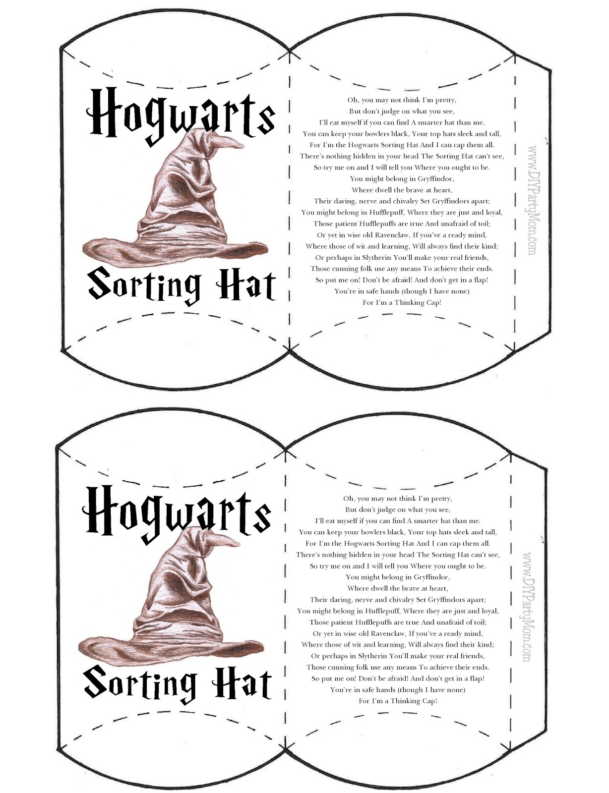 DIY Party Mom Hogwarts Houses Sorting Hat Pillow Box