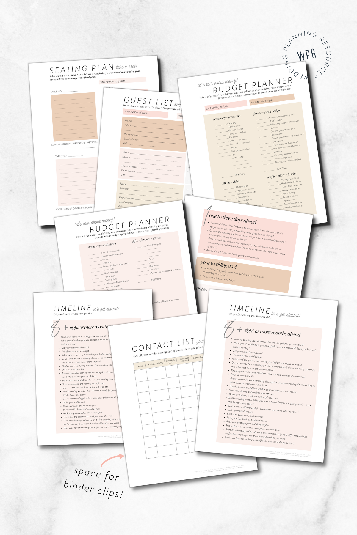 diy wedding planner binder printables