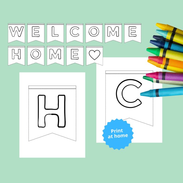 DIY Welcome Home Banner Coloring Pages Digital File Print At 