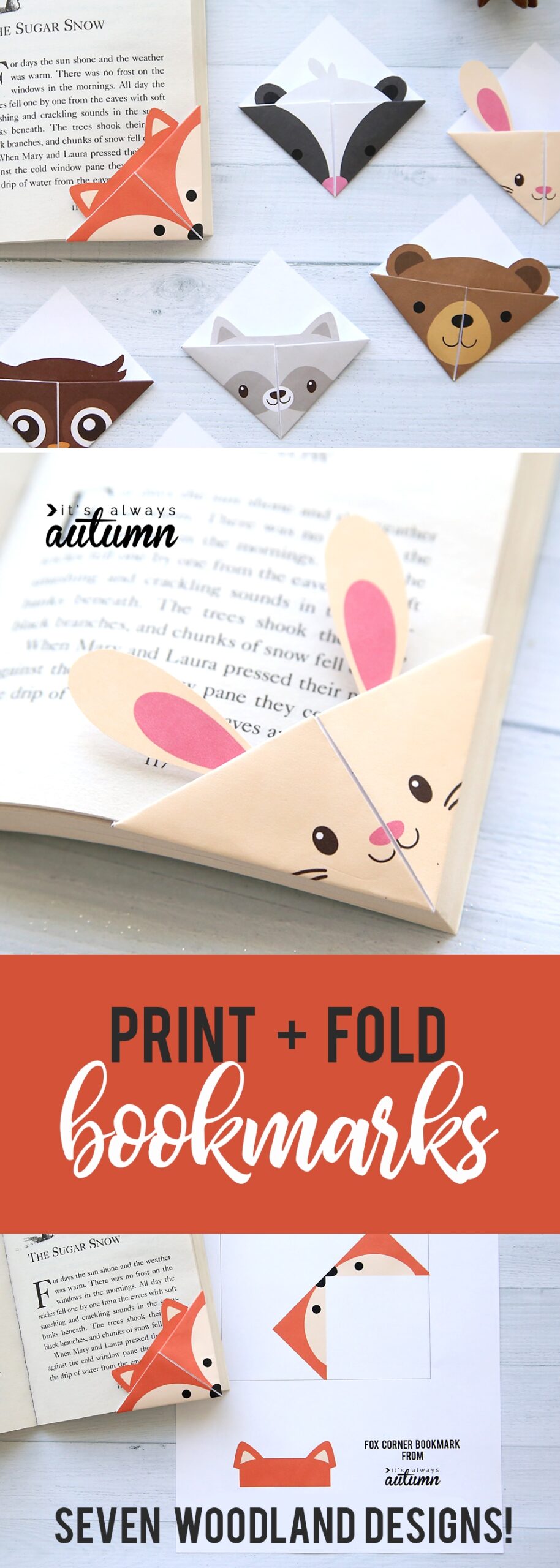 free printable origami bookmarks winter