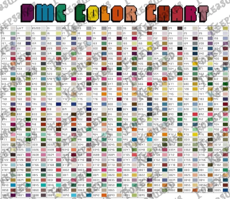 DMC Color Chart 505 Colors PDF Pattern Only Etsy