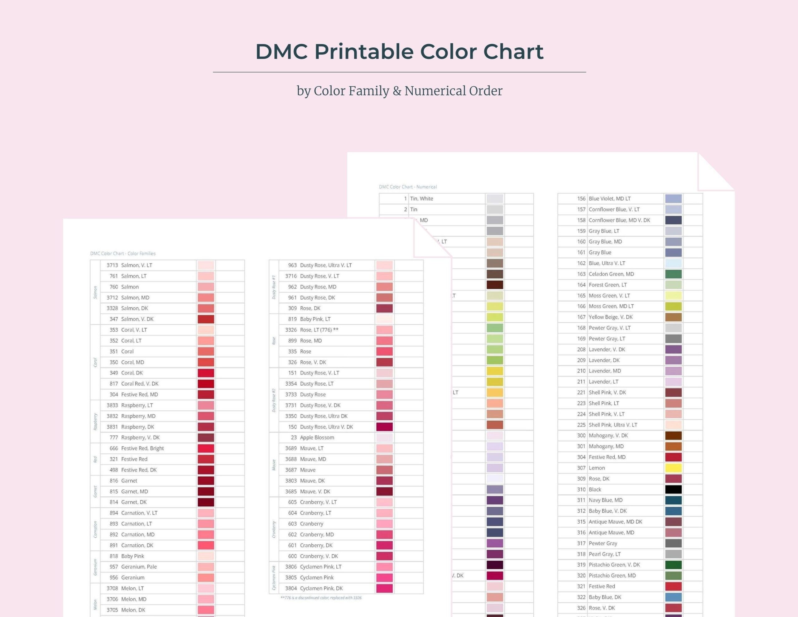 Dmc Color Chart Pdf Etsy