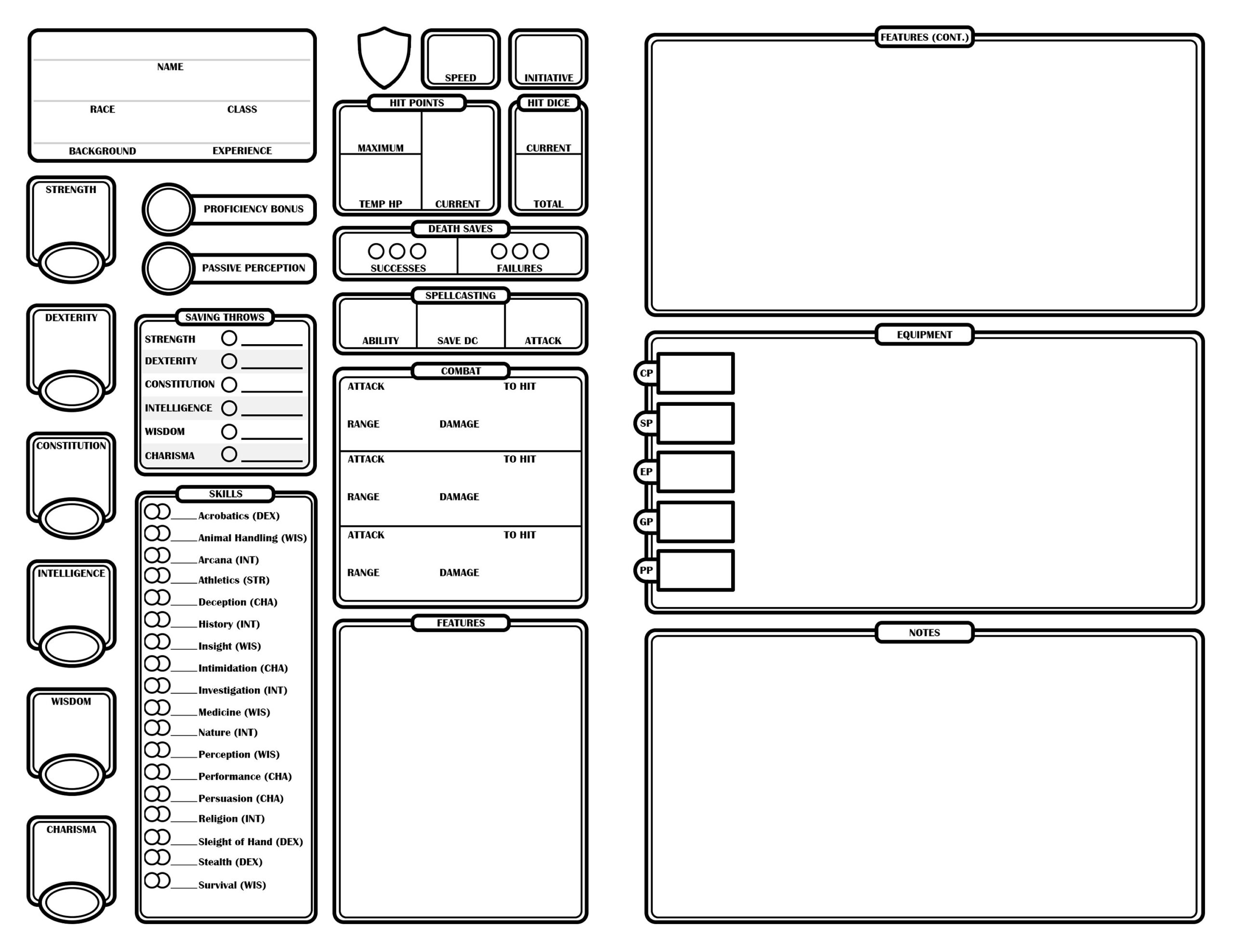 Dnd 5E Character Sheet Compact Half Sheet Etsy Australia