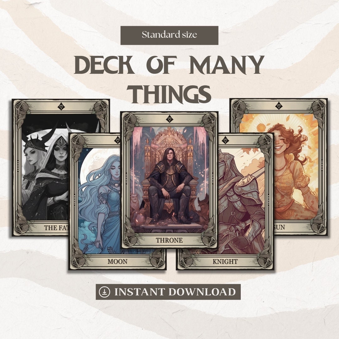 Dnd Deck Of Many Things Illustrated Cards Standard Size Dungeons And Dragons Accessories Du0026D 5e DND Printable Etsy