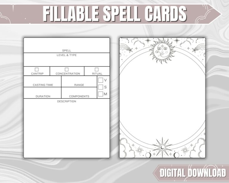 DND Spell Cards ENGLISH VERSION Dungeons And Dragons 5th Edition