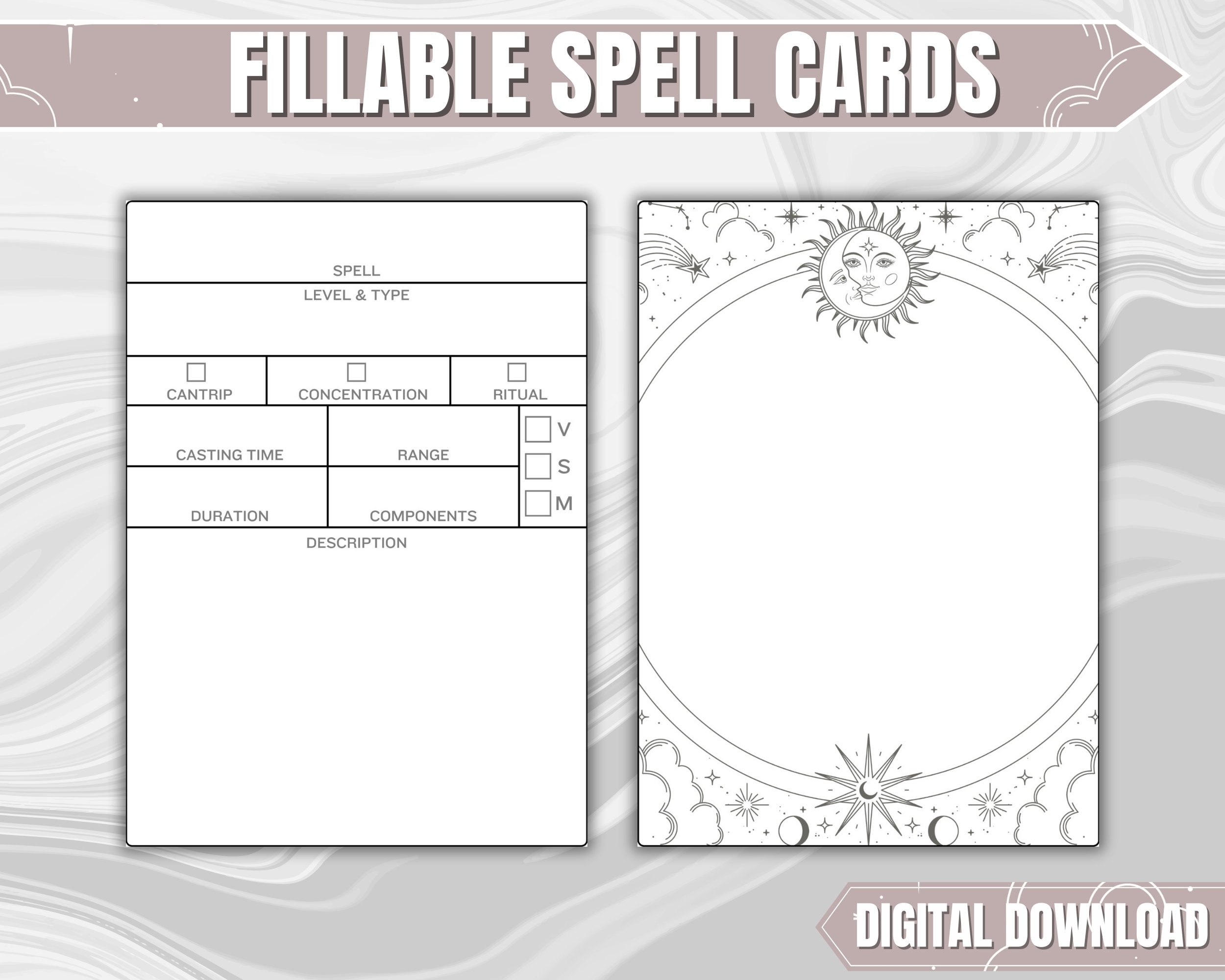 DND Spell Cards ENGLISH VERSION Dungeons And Dragons 5th Edition Blank Pdf Fillable Spell Cards Dnd Gifts For Dms And Players Etsy Australia
