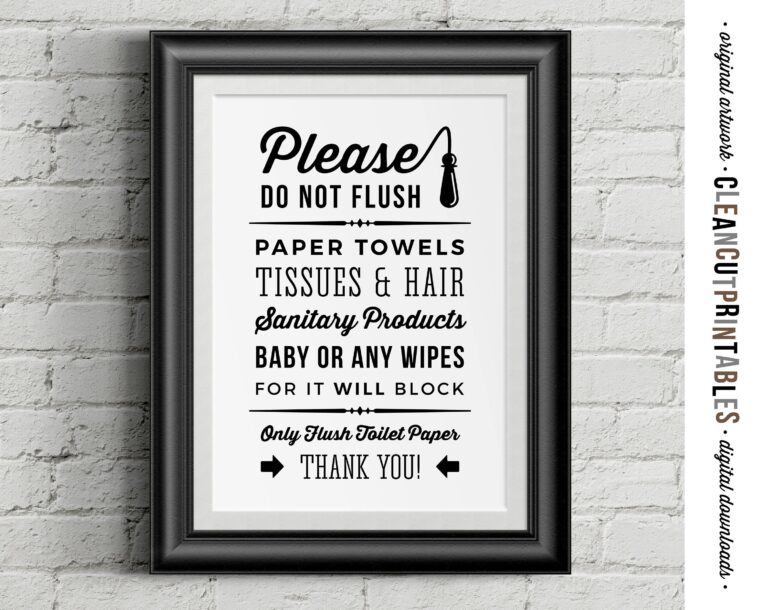 Do Not Flush Toilet Sign Paper Only Printable Artwork Septic System Pumped Plumbing Wall Art Toilet PDF JPG PNG Print Instant Download Etsy
