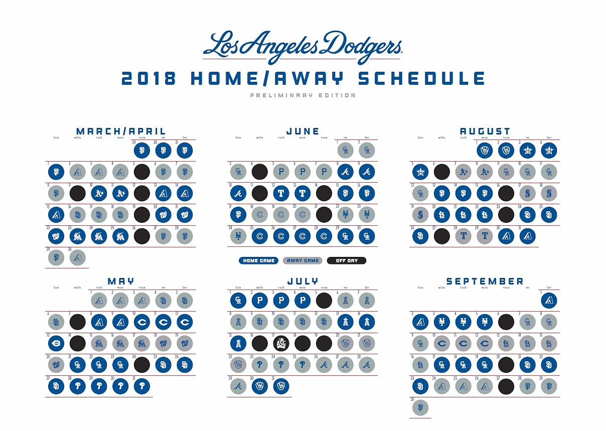 Dodgers Announce Preliminary 2018 Schedule Think Blue LA