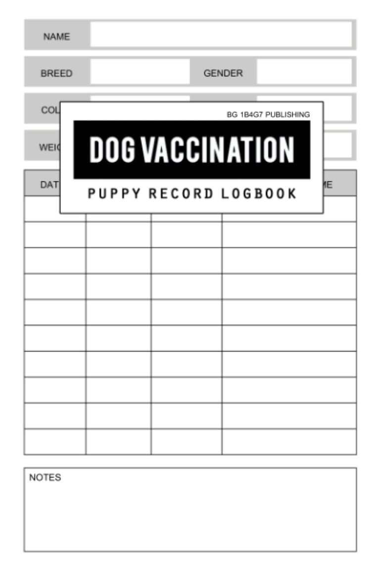 Dog Vaccination Record Log Book Puppy Vaccinations Schedule Or Dog Immunization Log Pet Health Records Puppies Medical Health Book U0026 Dog 