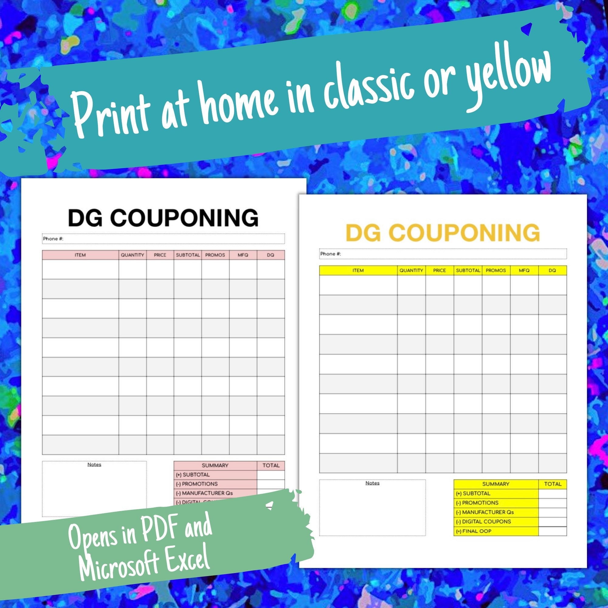 Dollar General Couponing Printable Coupon Shopping Checkout Tracker Couponer Binder Log Sheet PDF Excel Etsy