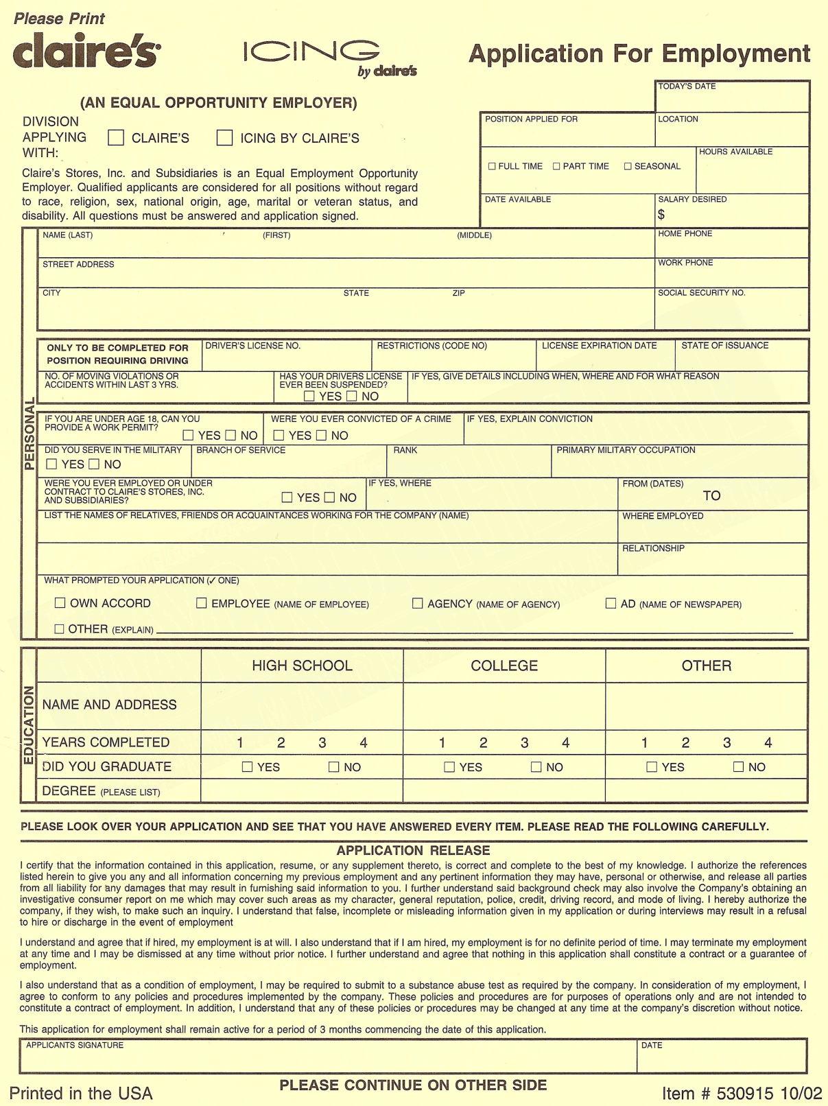Dollar Tree Job Application Form Online Form