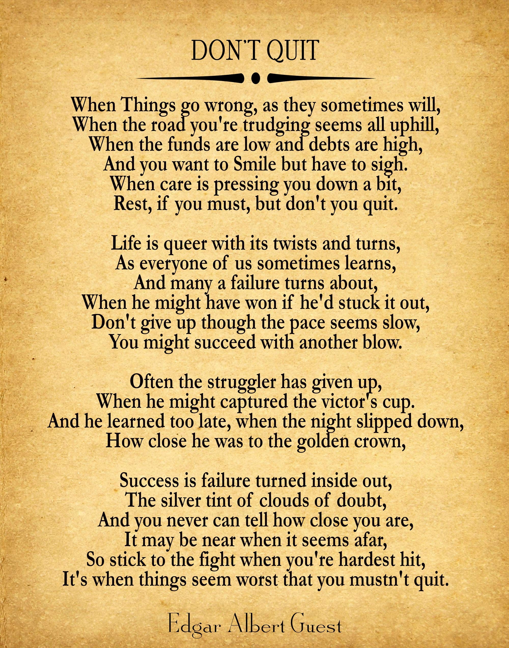 Don t Quit Poem Don t Quit Motivational Poem Inspiring Poem Motivating Poem Inspirational Positive Poem Poster 42 Cm X 59 4 Cm A2 Vintage Amazon be Everything Else