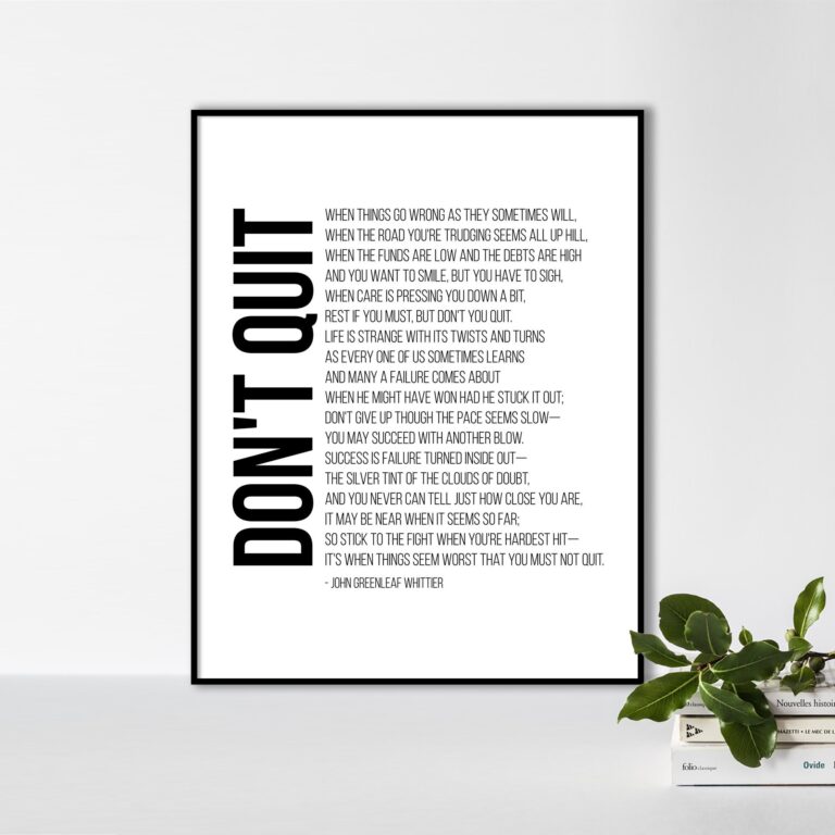 Don t Quit Poem Print Printable Quote Poster Wall Art Poetry Wall Art Inspirational Quote Poetry Wall Art Famous Quotes Minimalist Decor Etsy