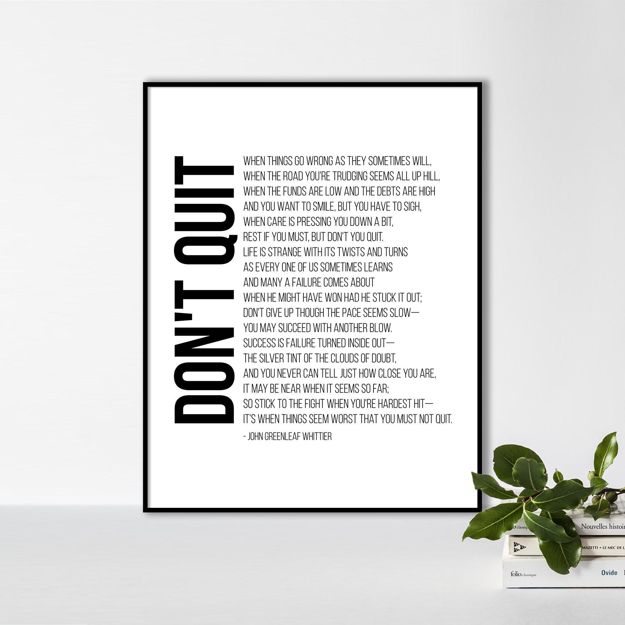 Don t Quit Poem Print Printable Quote Poster Wall Art Poetry Wall Art Inspirational Quote Poetry Wall Art Famous Quotes Minimalist Decor Etsy