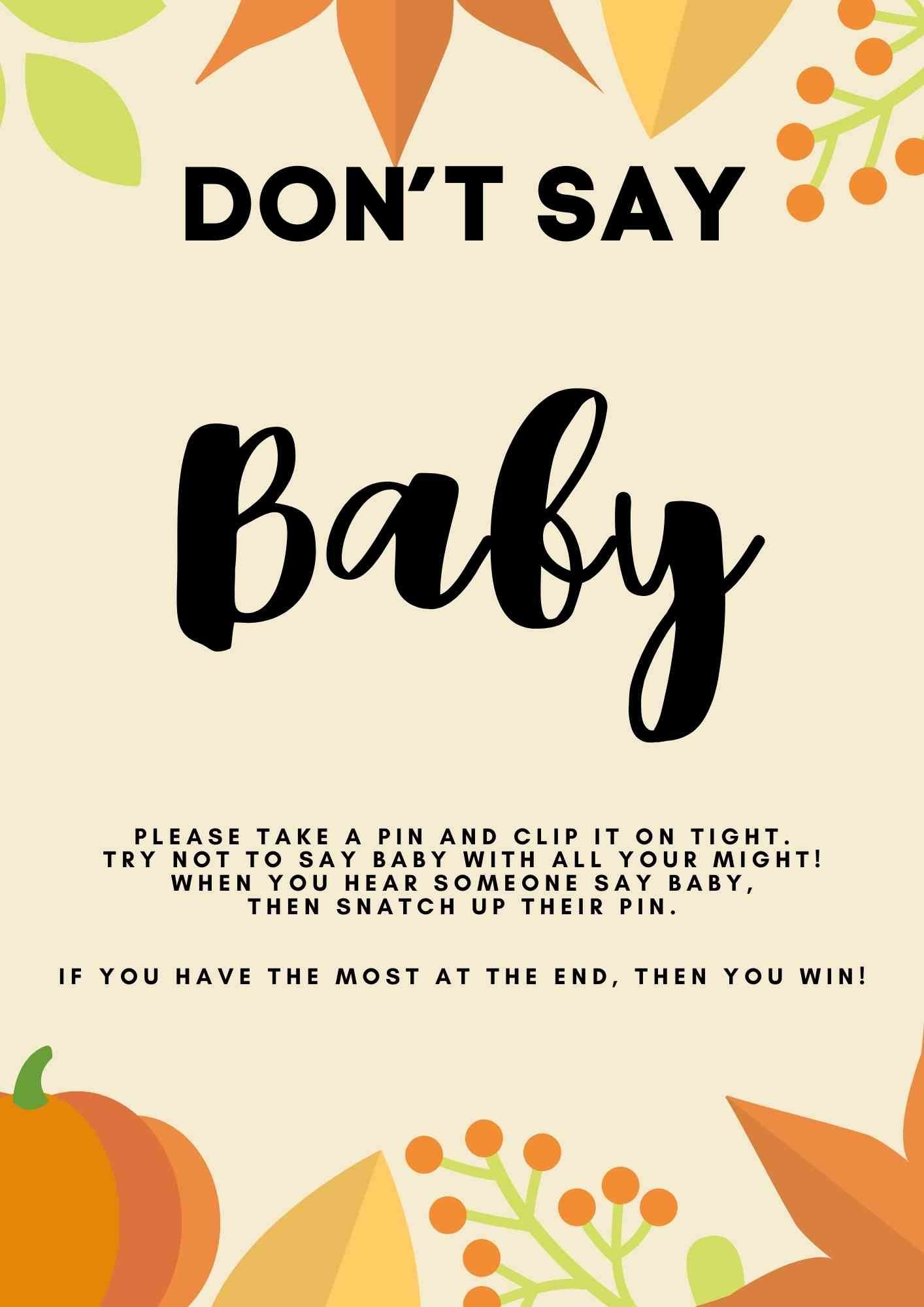 don t say baby printable