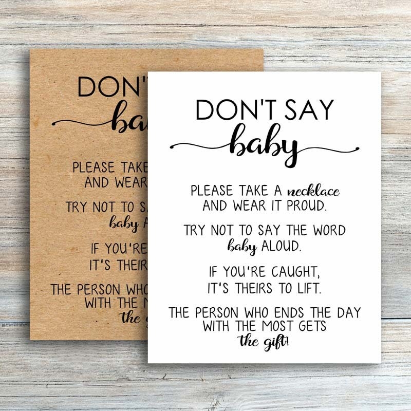 Don t Say Baby Game Don t Say Baby Printable Don t Say Baby Baby Shower Game Necklace Game Clothespins Game Sign Kraft Baby Shower Games