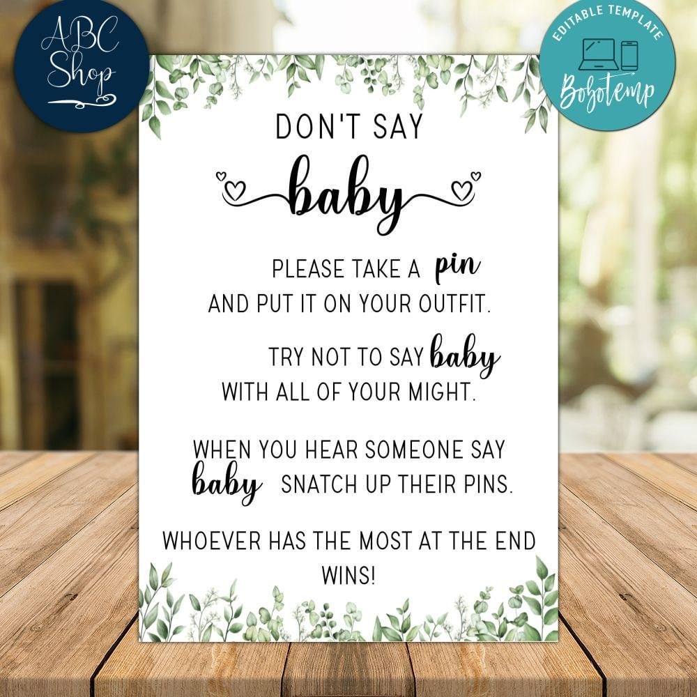 Dont Say Baby Game Printable Dont Say Baby Sign Don t Say Baby Bobotemp