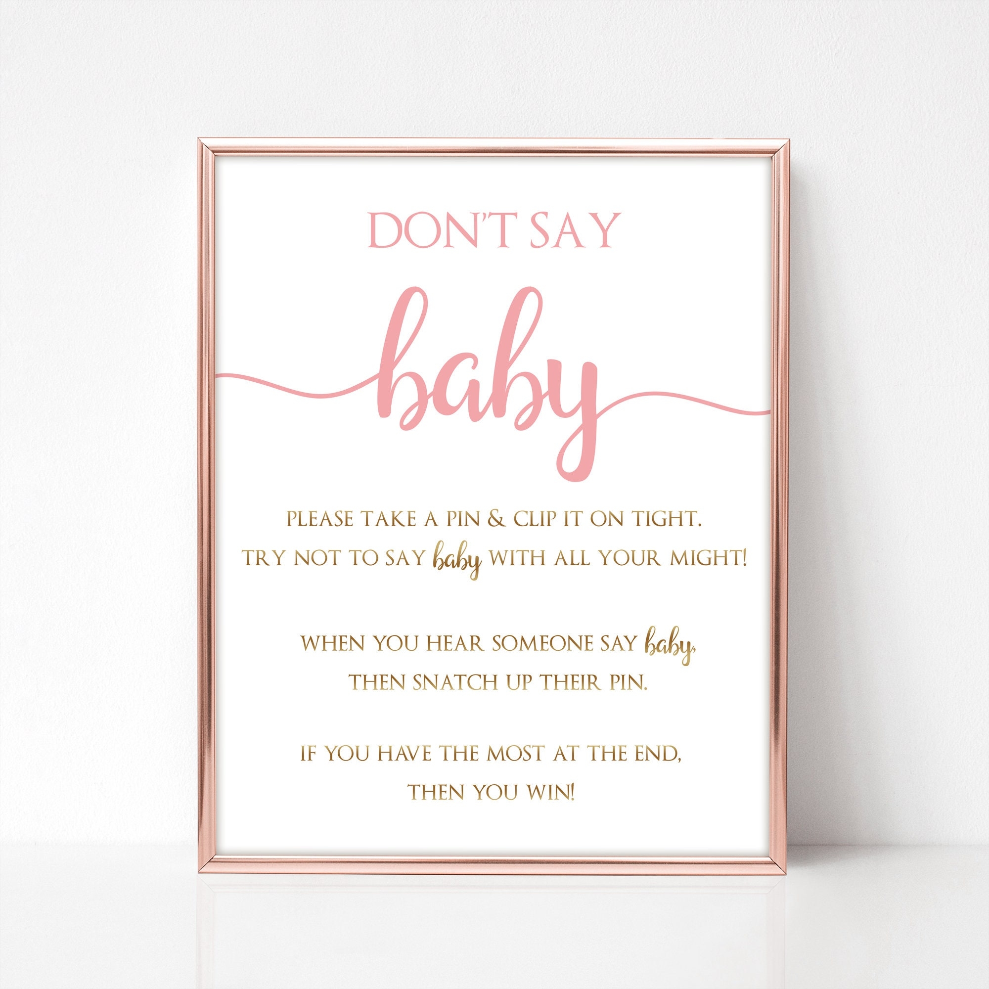 Dont Say Baby Game Printable Instant Download Baby Shower Games Pink And Gold Baby Shower Decorations Girl Baby Shower Ideas BL3 Etsy